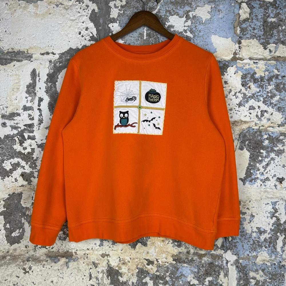 Holiday Editions Halloween Crewneck Sweatshirt Orange Patchwork Womens Large